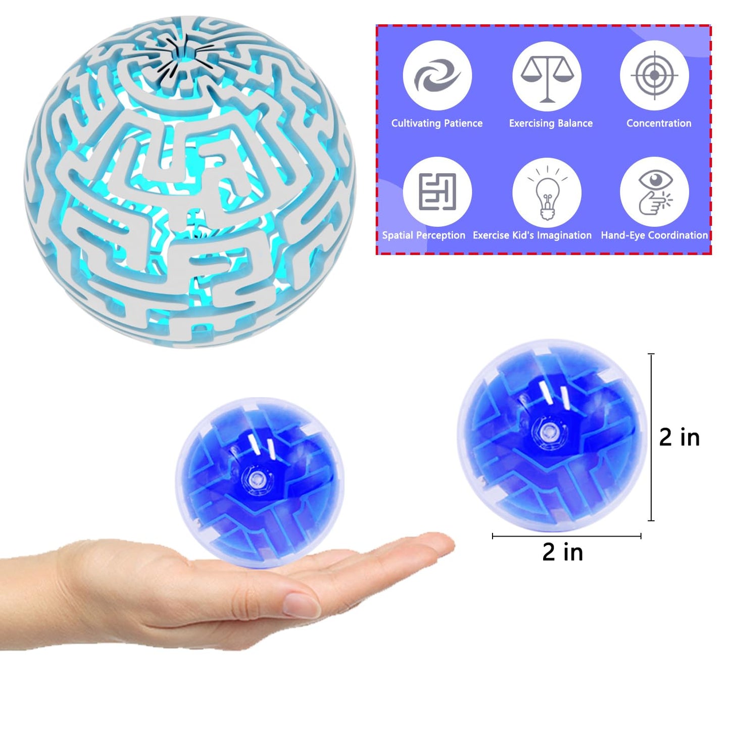 100PCS Brain Teaser Puzzle Ball Fidget Toys Bulk, Mini 3D Maze Balls Puzzles Games Party Favors for Kids 4-8 8-12,Classroom Prizes Stocking Stuffers for Boy Girl Gifts Carnival Prizes Birthday Goodie