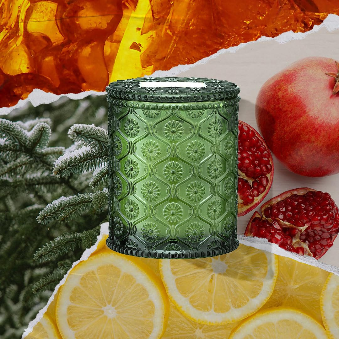 LA JOLIE MUSE Pine Scented Candle, Holiday Candle Gifts, Pomegranate Candle, Winter Scented Candle for Home Scented, Natural Soy Wax Candle, 40 Hours Long Burning