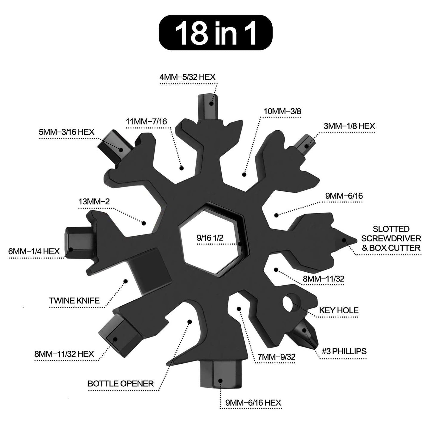 Stocking Stuffers for Adults Men Dad Gifts, Multi Tool 2 Pack 18 in 1 Snowflake Hand Tools Christmas Gifts for Men Dad Husband Outdoors Camping Portable Bottle Opener Flat Screwdriver Kit Wrench