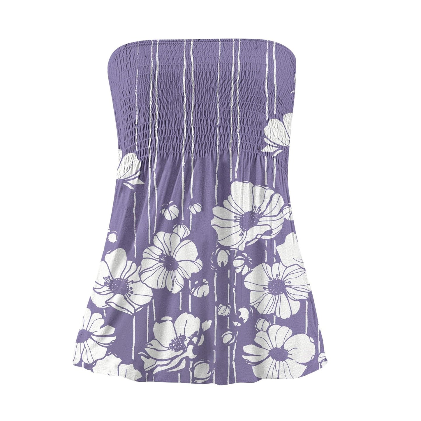 Generic Black Tube Tops for Women Strapless Tops for Women with Sleeves Smocked Tube Top Long Strapless Knit Top Plus Size Bandana Tops for Women White Tube Bra 4 of July Shirts（Large,3-Purple）