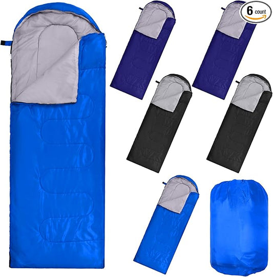 Macarrie 6 Pack Camping Sleeping Bags Bulk for Adults Backpacking Lightweight Waterproof 4 Season with Compression Sack Sleeping Bag for Hiking Travel Outdoor Travel Hunting
