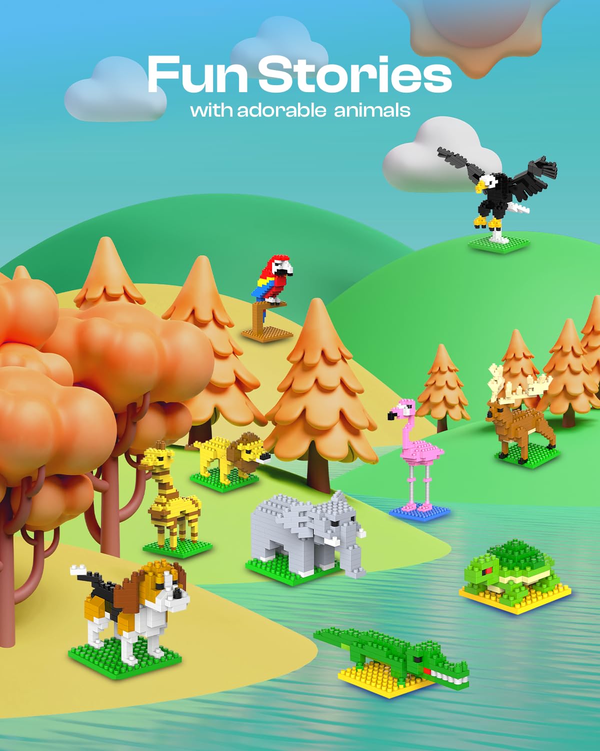 Kimiangel Party Favors for Kids, 12 Pack Mini Animals Building Blocks Sets for Goodie Bags, Prize Box Toys for Kids, Fillers, Prizes, Christmas Birthday Gifts STEM Educational Brick Kits(1222 Pcs)