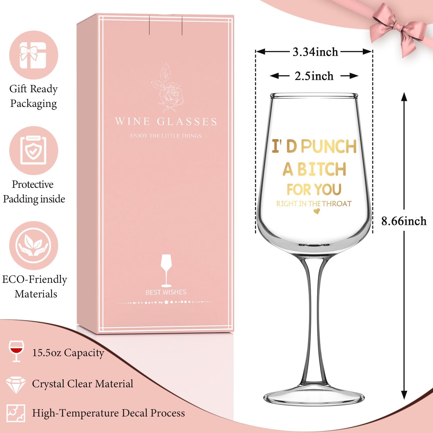 Astonlink Birthday Gifts for Women Her Girlfriend Sister Friends, Valentines Galentines Mothers Day Mom Gifts for Mom Wife from Daughter Son,15.5 Oz Funny Wine Glass,Christmas for Women