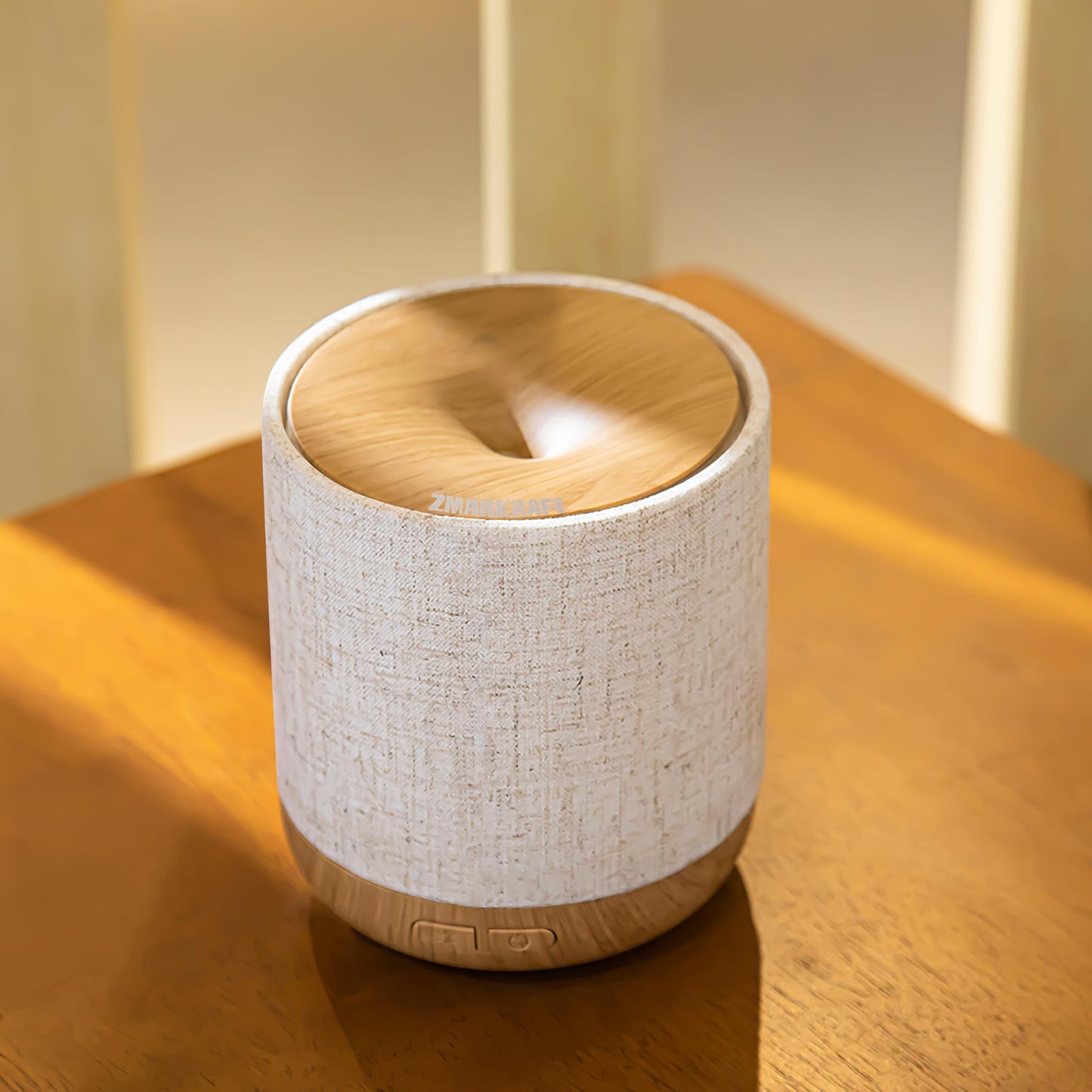 ZmarKraft Essential Oil Diffuser 200ml with Fabric Cover and Night Lamp | Ultrasonic Aroma Diffuser | Humidifier w Lights | Room Decor | Small Humidifier for Bedroom | Gift (Light Brown)