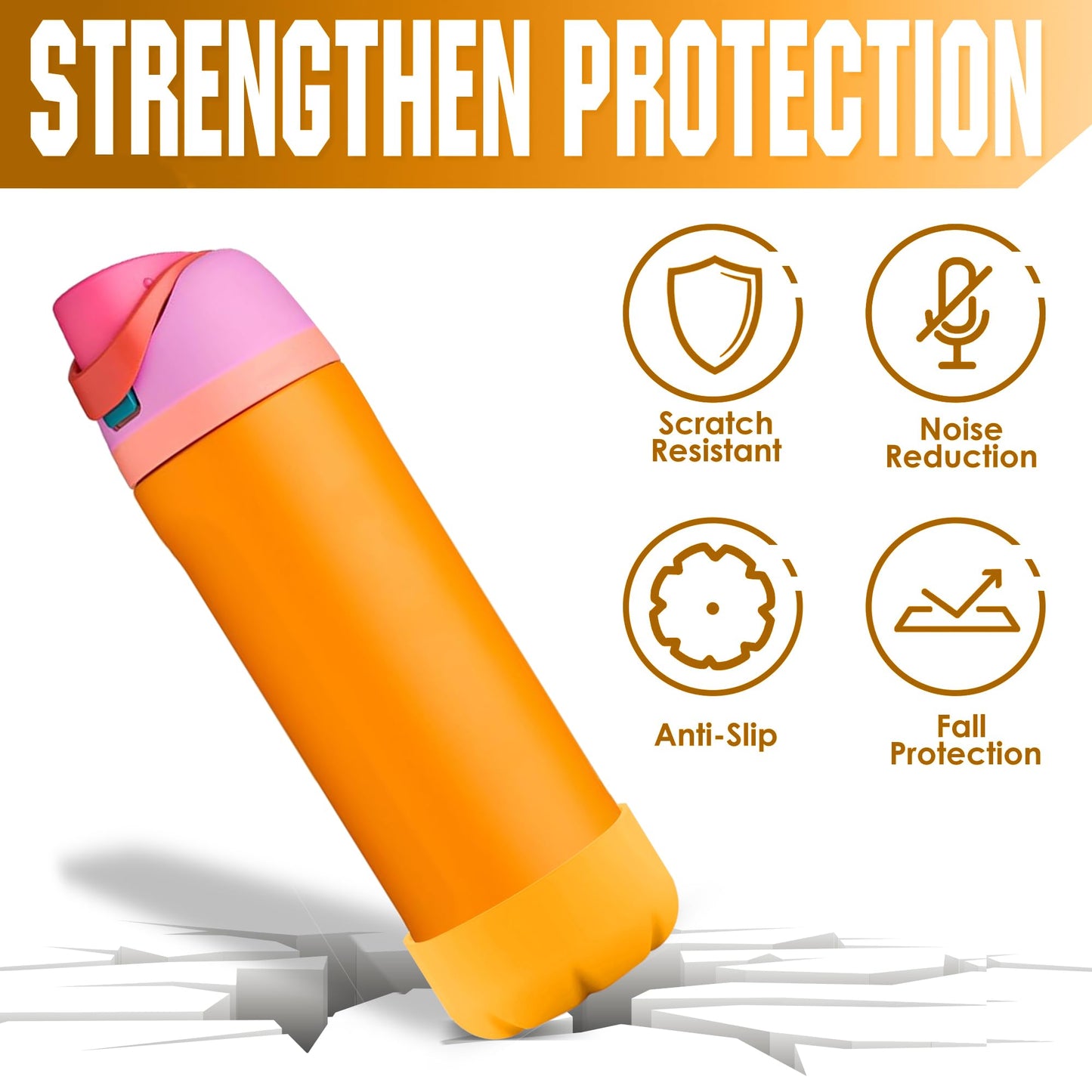 VIKIZUES Silicone Boot Compatible with Owala Water Bottle 24 oz & S'well 25 oz Water Bottle and More 25 oz Stainless Steel Water Bottles, Anti-Slip Bottom Protector Sleeve (Starfish)