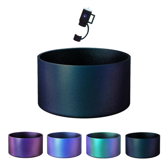 New Chameleon Gradient Matte Luster Silicone Boot Sleeve for Owala 24oz for Stanley/Simple Modern 20-40oz and More Bottles with 2.8-3in Base Anti Slip Bottom Straw Cover Protector (Obsidian)