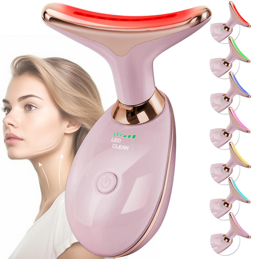 Facial Massager Red-Light-Therapy-for-Face and Neck, Face 𝖲 culpting Wand with 7 Color - Birthday, Christmas, Mothers Day, Valentines Day Gifts for Her Women Mom Best Friend Wife Teacher (Rose Gold)