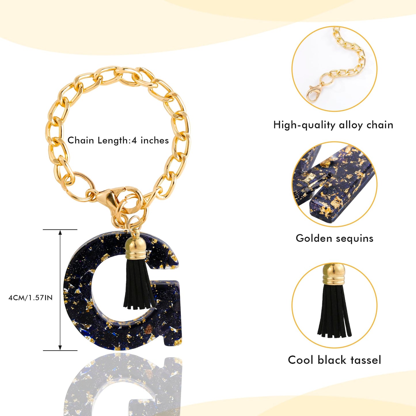 Letter Charm Accessories for Stanley Cup 1 PCS Cute Initial Keychain Handle Charm for Stanley Tumbler for Women Black Letter G