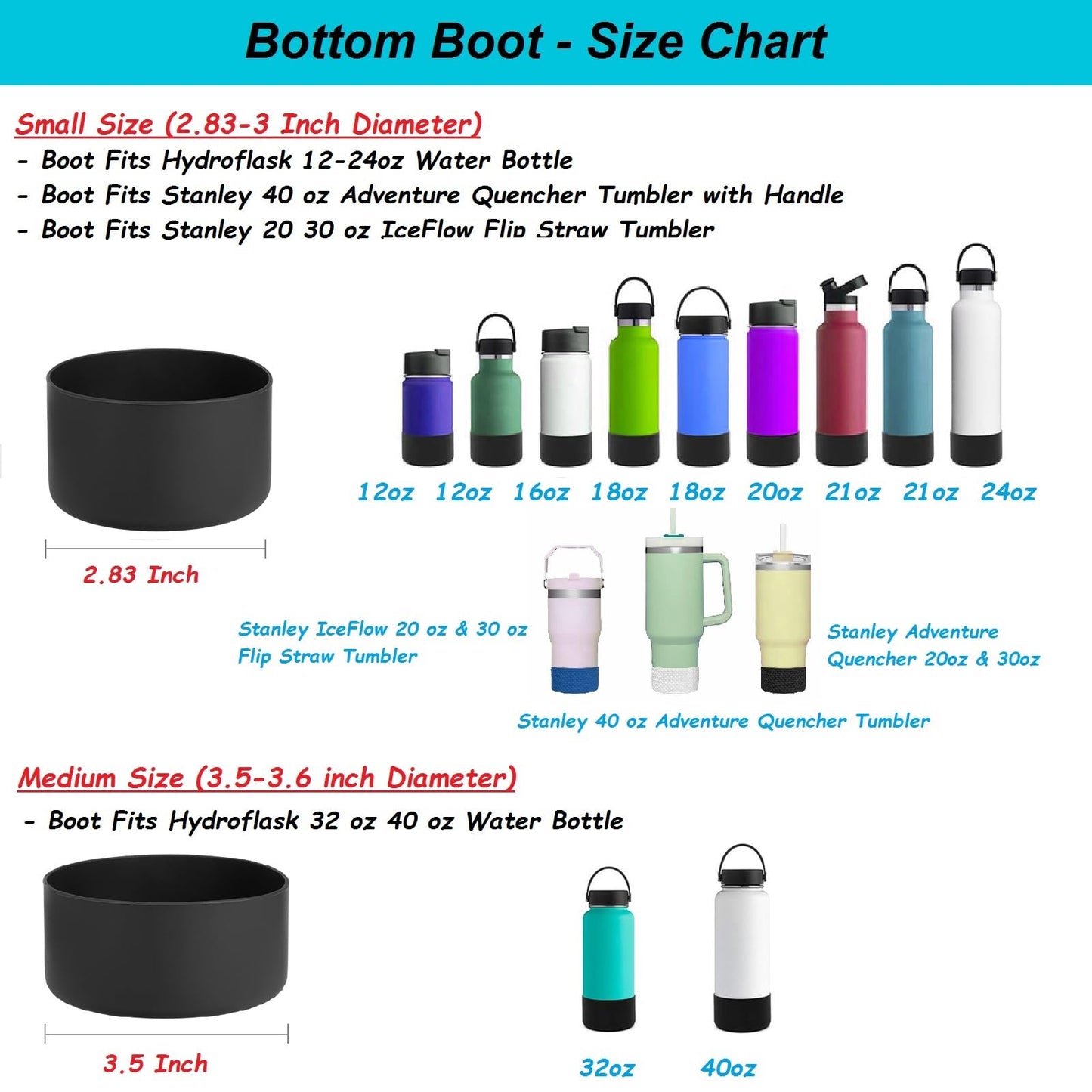 DBIW Boot for Hydro Flask 12-24 OZ Water Bottle/Stanley Tumbler, Bottom Boots for Hydroflask Sports Water Bottles, Silicone Bottom Cover Sleeve (Starfish, Fits Stanley Cups + Hydro 12-24 oz)
