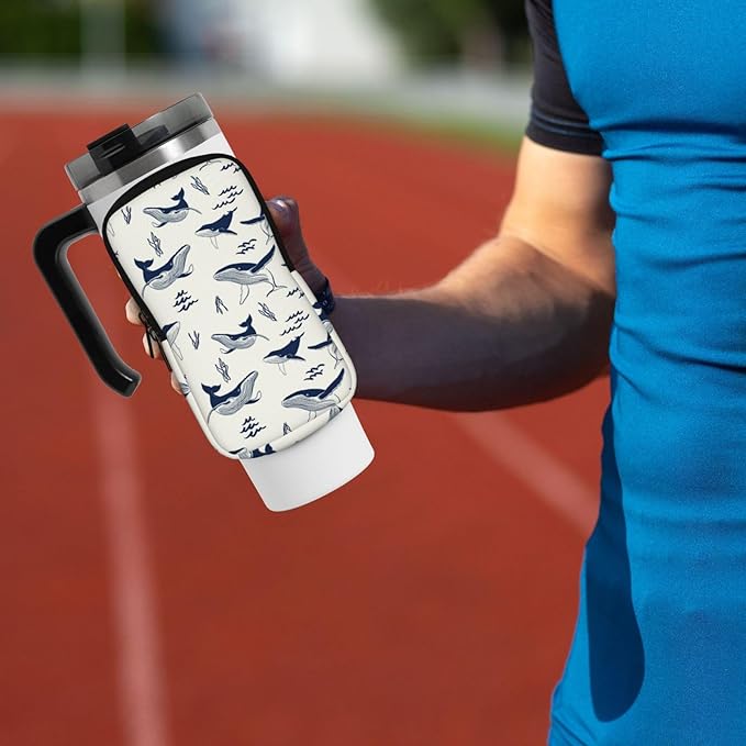 Galaxy Mandala Water Bottle Pouch for Stanley Cup 40oz 30oz,Personalized Gym Purse for Men Women, Tumbler Pouch with Versatile Pocket Water Bottle Bag for Cards, Keys, Phone