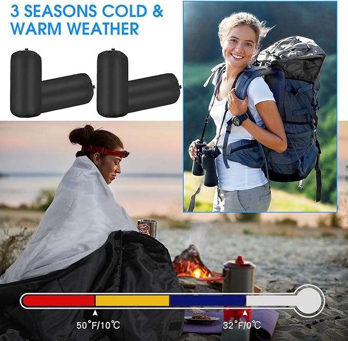 Macarrie 6 Pack Camping Sleeping Bags Bulk for Adults Backpacking Lightweight Waterproof 4 Season with Compression Sack Sleeping Bag for Hiking Travel Outdoor Travel Hunting