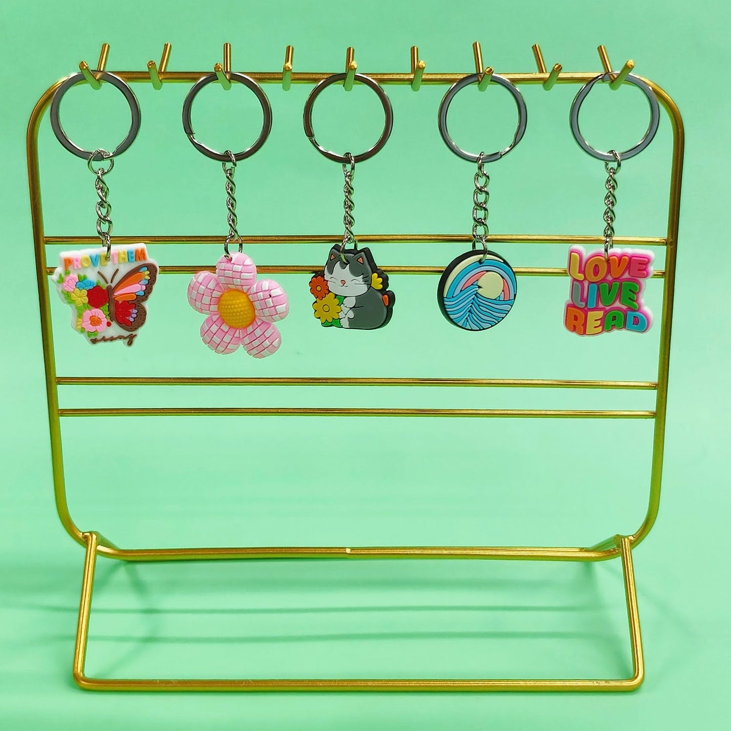 Gibleitz 200pcs Random Different Keychains,Mixed Non-Repeat Cute Key Chain for Classroom Prizes Students Incentives Holiday Gifts Party Favors