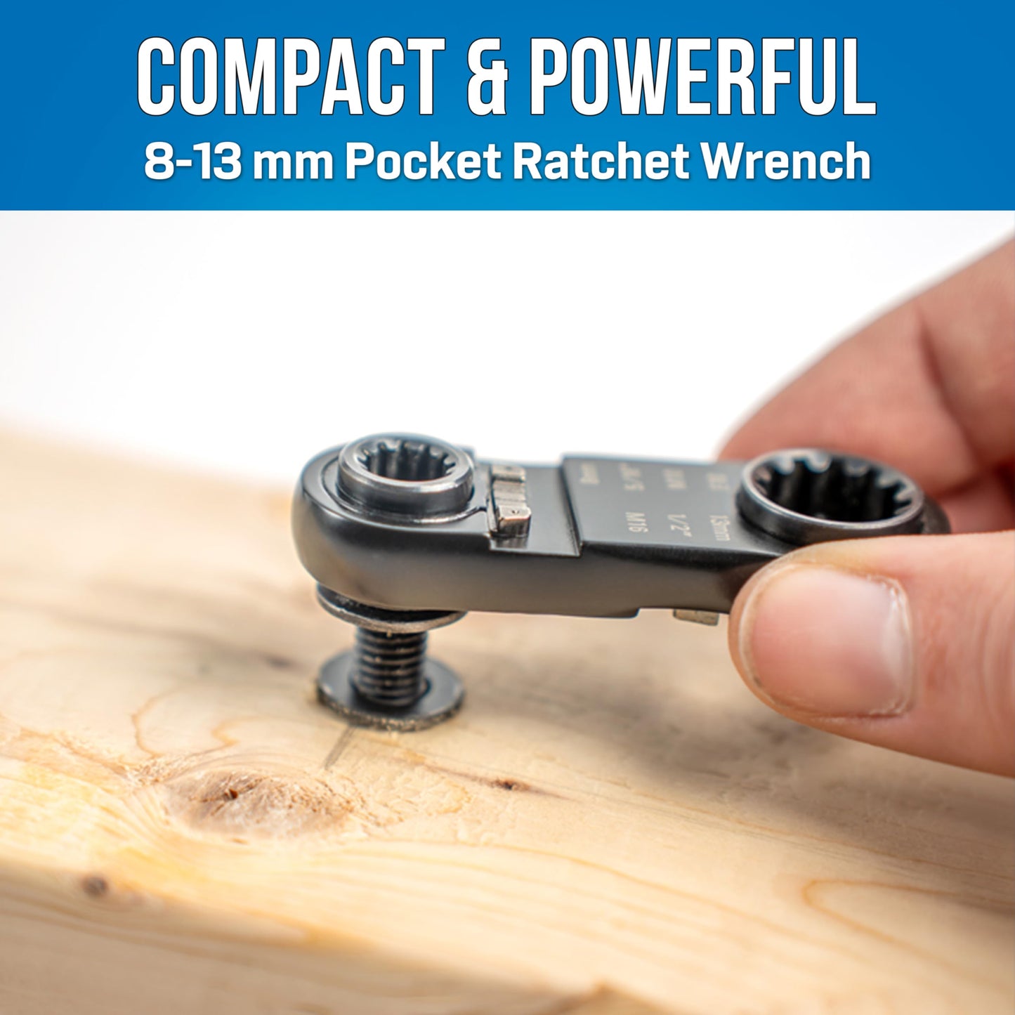 Jonard Tools PRW-813 Pocket Ratchet Wrench – 8-13 mm Hand Tool with Multiple Sockets for Metric, Imperial, Star & Square Nuts, Compact for Tight Spaces