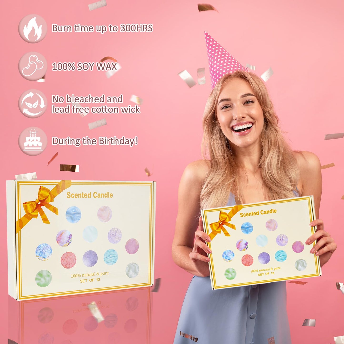 Scented Candles Gift Set,12 Pack Candles for Home Scented, 300 Hour Long Lasting Soy Wax Aromatherapy Candle Set, Birthday Gifts for Women with Gift Box