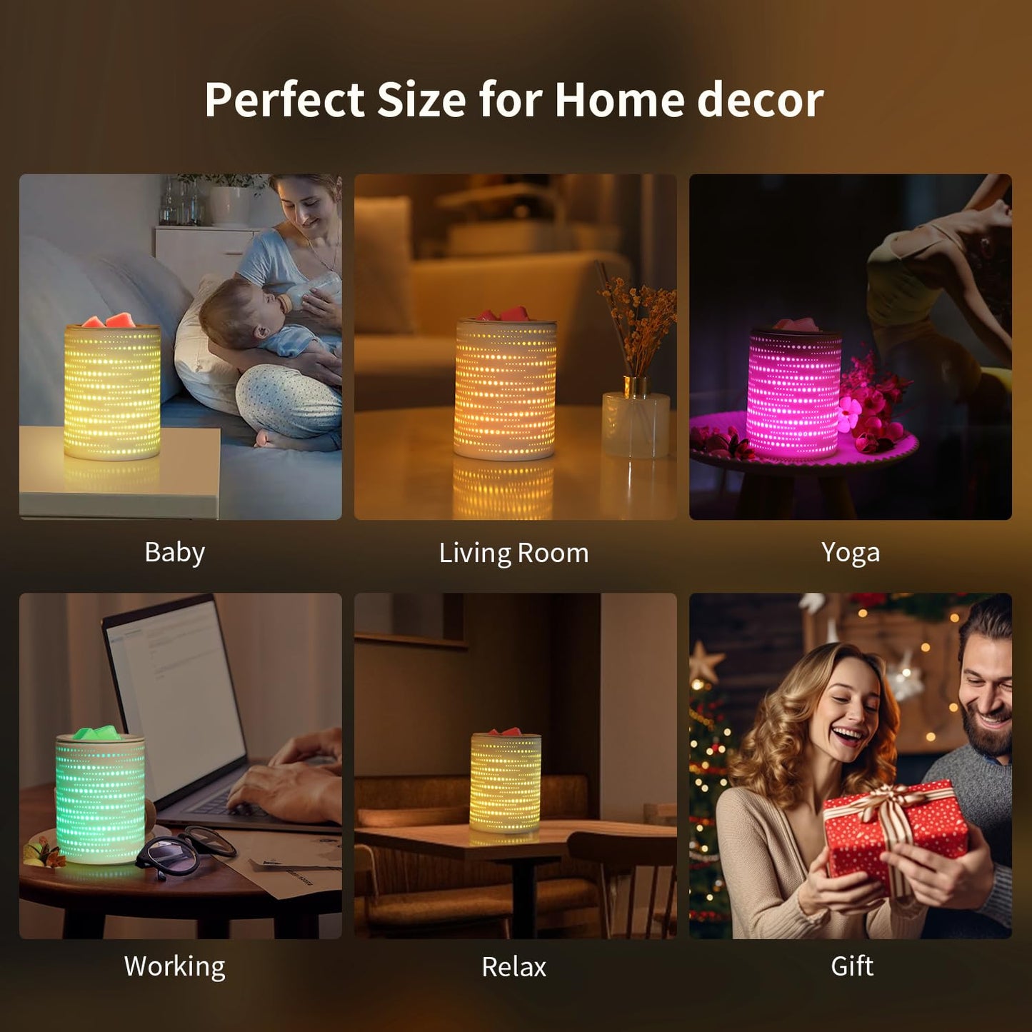 Enaroma Wax Melt Warmer Ceramic Oil Burner with Timer Electric Candle Wax Melter with Led Coloful Changing Silicone Removeable Tray for Home Office Bedroom