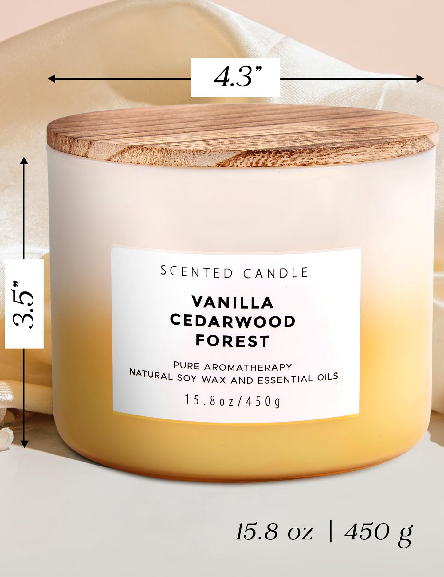 Vanilla Cedarwood Forest 3 Wick Scented Candle | Large Soy Candles for Stress Relief 15.8 oz | Relaxing Aromatherapy Candle for Men & Women | Fresh Cozy Scent Long Lasting Candles for Home Clean Burn