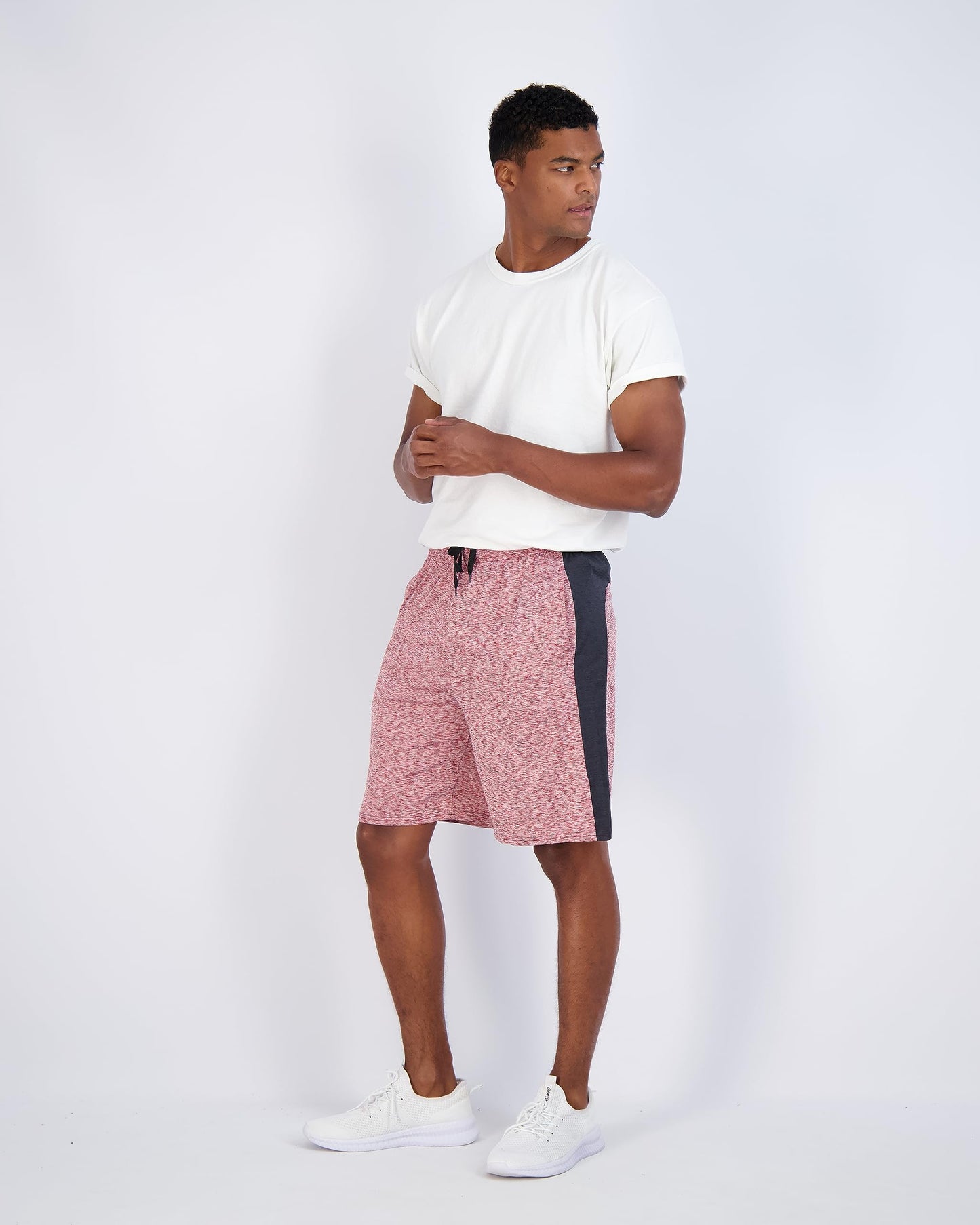 Real Essentials Mens Dry Fit Shorts Dri Active Wear Short Men Athletic Performance Basketball 9 Inch Inseam Sweat Tennis Soccer Running Essentials Gym Casual Workout Sports, Set 14, S, Pack of 5