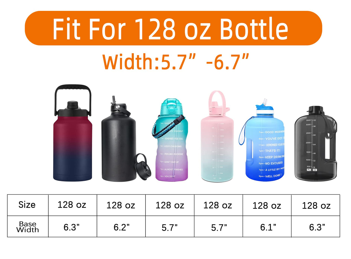 AceTreker 128 oz Neoprene Insulated Water Bottle Carrier Bag, One Gallon Sling Bag Sleeve Pouch Holder with Adjustable Shoulder Strap & Paracord Handle and 2 Pocket for Travelling, Hiking-Black