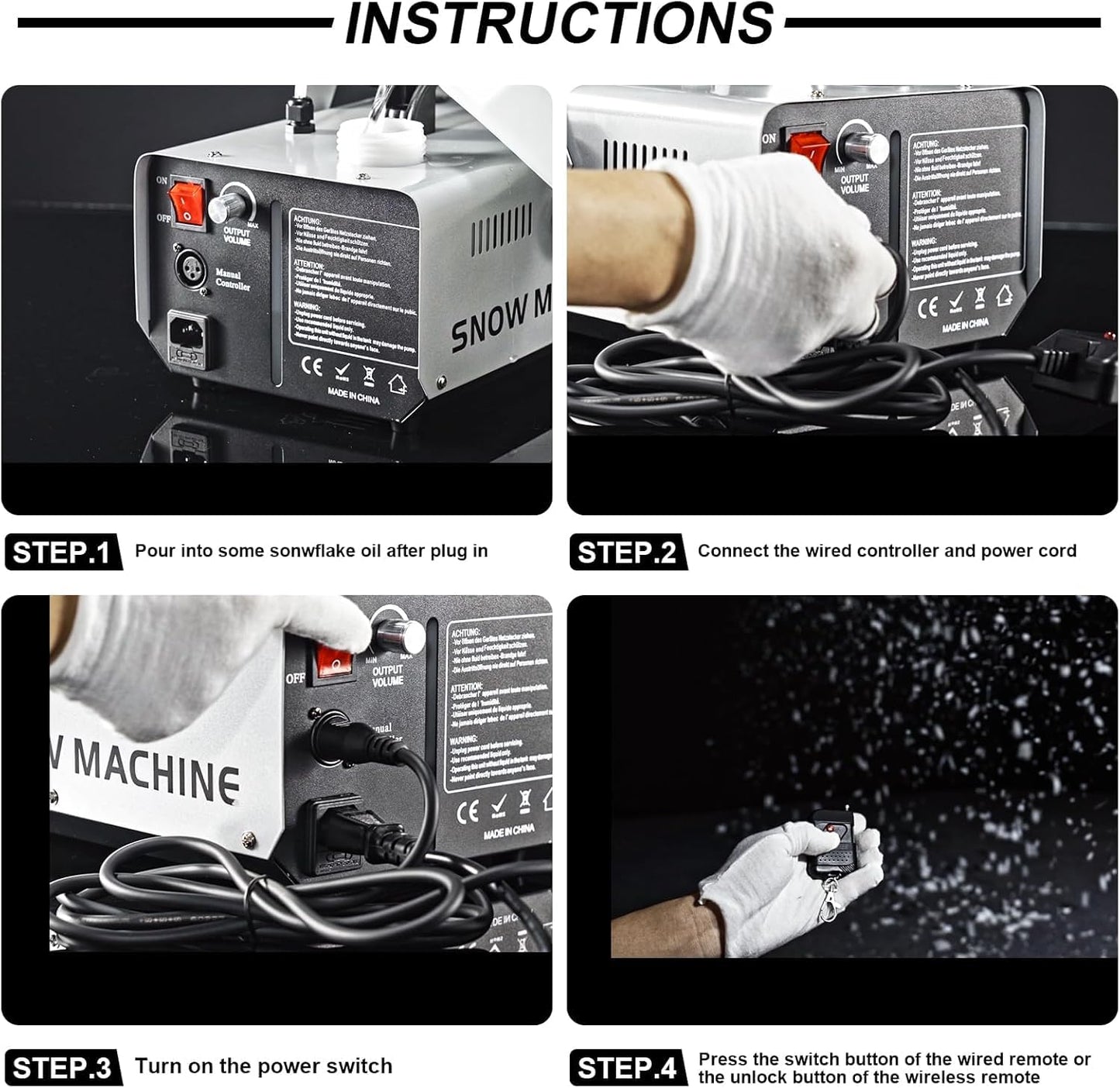 1000W Snow Machine Remote & Manual Control Snowflake Making Adjustable Snowflake Size Snowmaker Perfect for Christmas,Weddings and Theatrical Effects (Grey, 1)