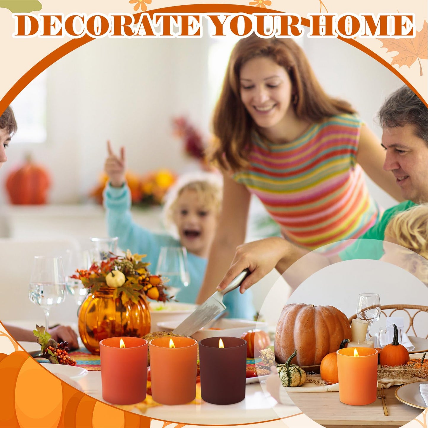 Yuntau 6 Pack Fall Scented Jar Candles for Home Kitchen Scented Natural Soy Wax, Fall Candle Gifts Set for Women Men Fragrance of Autumn Pumpkin Wreath Apple