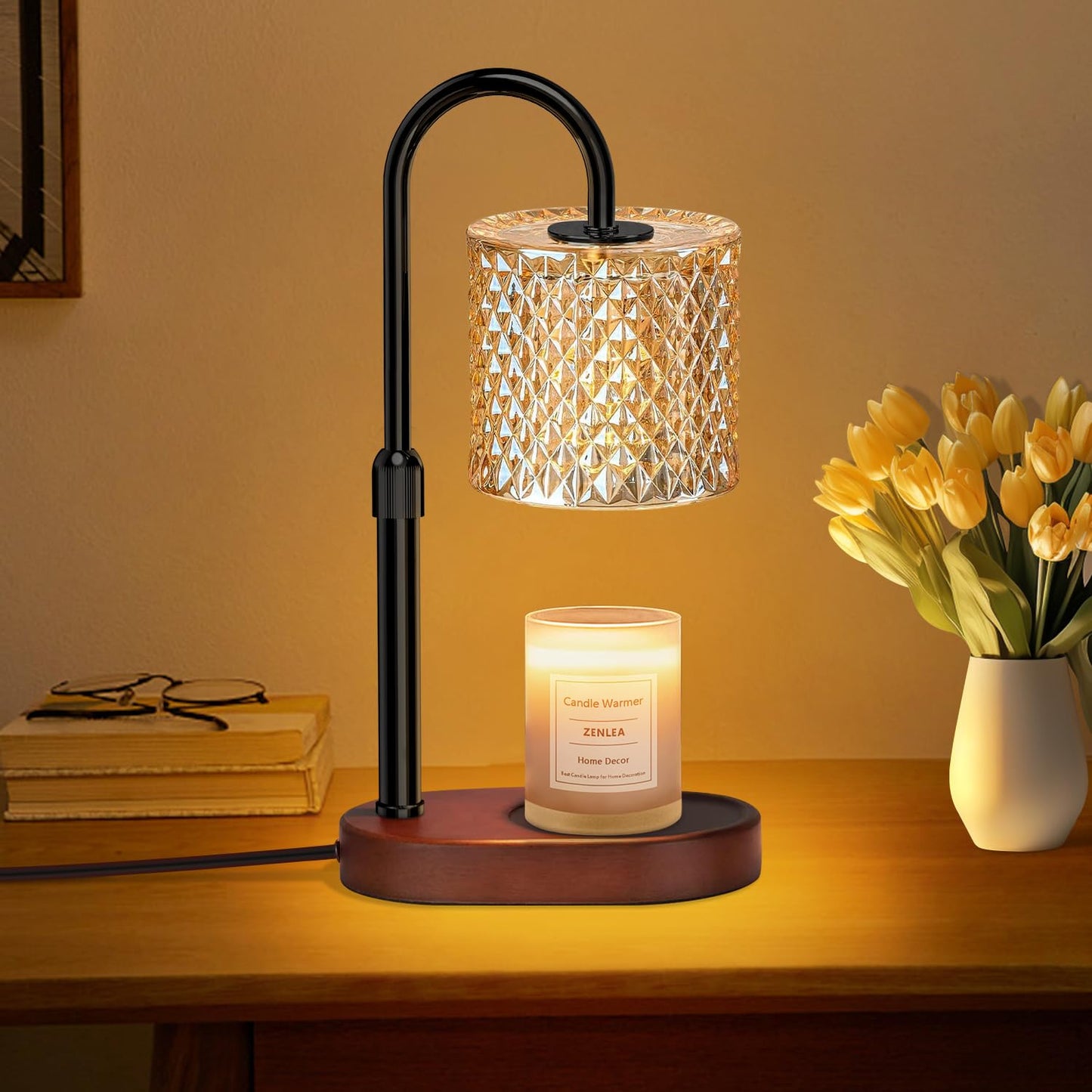 ZENLEA Candle Warmer Lamp with Timer, Wax Melt Warmer with Timer and Dimmer, Adjustable Height Lamp Candle Warmer for Jar Candles, House Warming Gift for Women & Mom, Ideal Christmas Gift