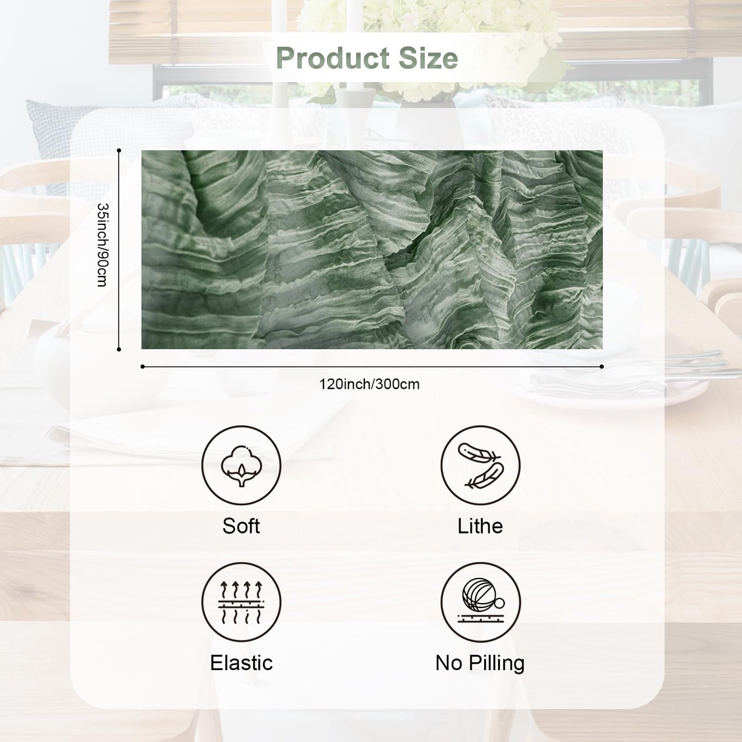 10 Pack Sage Green Cheesecloth Table Runner 35x120 Inch 10Ft Rustic Gauze Cheese Cloth Table Runner Sheer Cheesecloth Table Runners for Wedding Party Bridal Shower Decoration