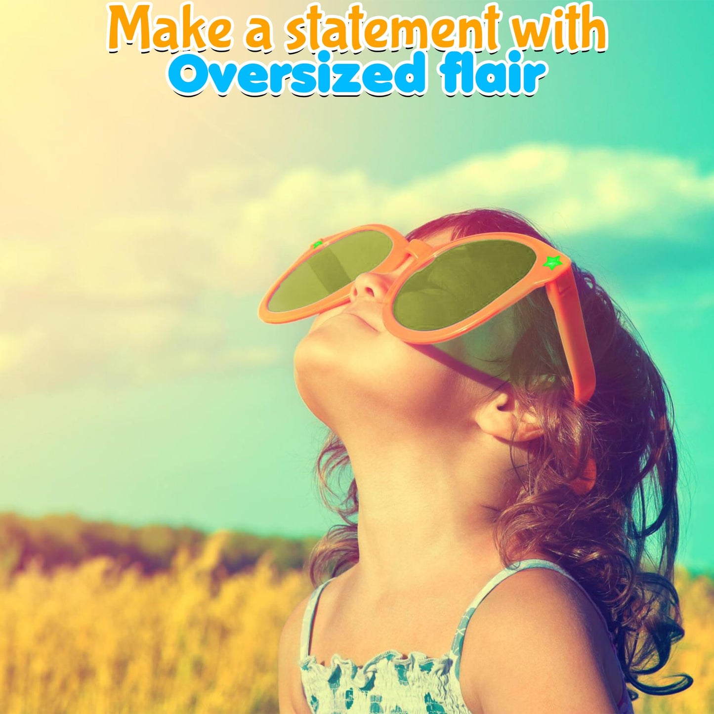 Fun Express Jumbo Giant Sunglasses - Set of 12 Wacky Oversized Pairs - Novelty Clown Glasses and Photo Booth Party Props