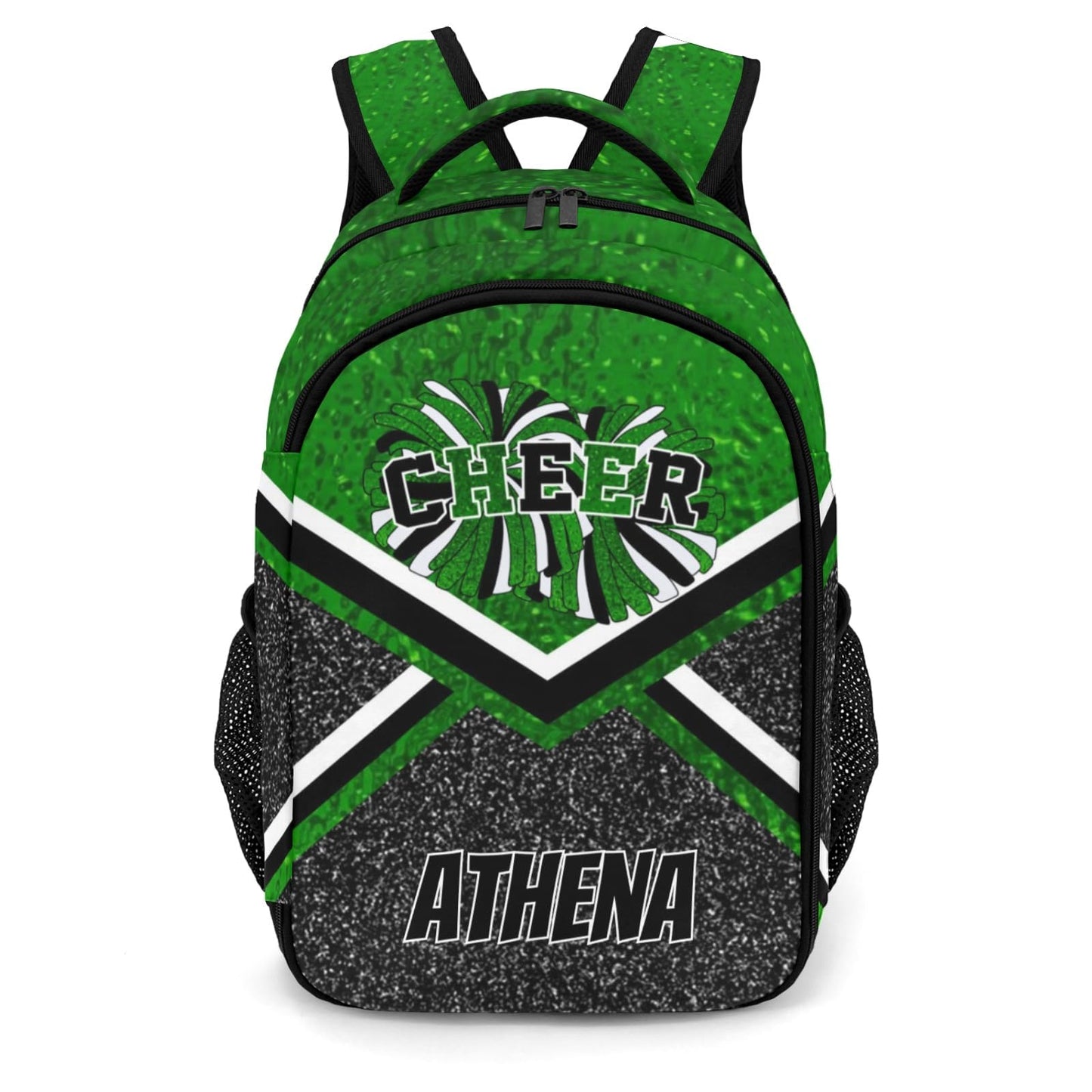 XIUCOO Cheer Cheerleading Green Waterproof Backpack Shoulder Bag Shcoolbag Book Bag for Boys Girls