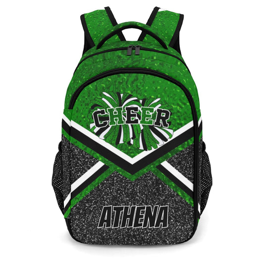 XIUCOO Cheer Cheerleading Green Waterproof Backpack Shoulder Bag Shcoolbag Book Bag for Boys Girls