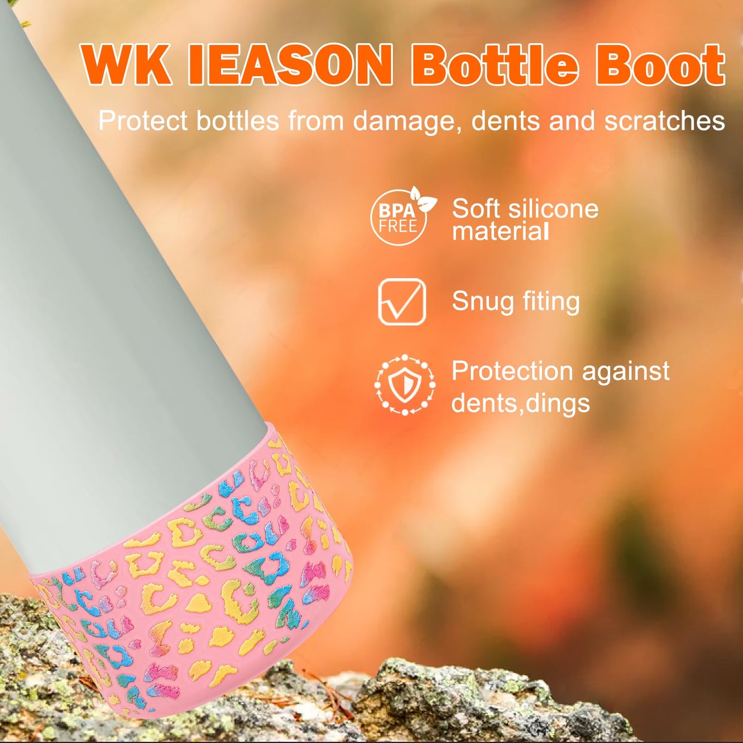 WK IEASON 2Pcs Silicone Water Bottle Boot for Owala 40oz, Protective Flask Bottom Cover Base for Owala FreeSip Twist and Flip Flask Bottles (Leo cream/pink, 40OZ)
