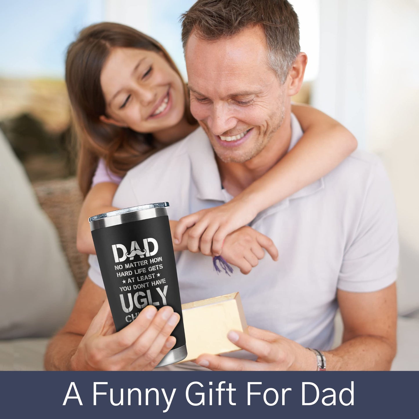 KATLADIZ Gifts for Dad from Daughter, Son - Fathers Day Gift for Dad - Birthday, Father's Day, Christmas Gifts for Dads - New Papa Daddy Stepdad Ideas for Men - 20 Oz Stainless Steel 2-sided Tumbler