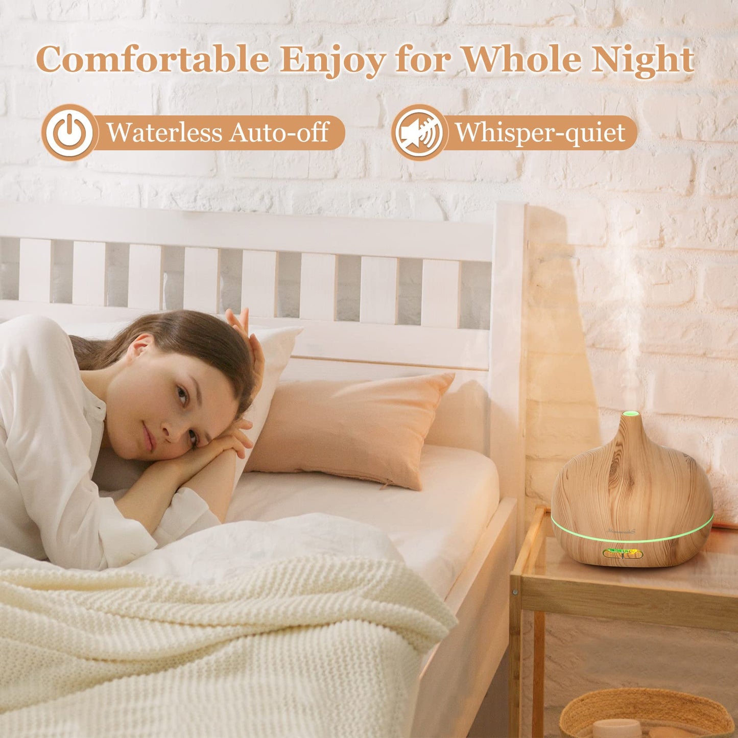 Essential Oil Diffuser Aromatherapy Diffusers: 550ml Ultrasonic Cool Mist Large Aroma Scent Essential Oils Diffuser Waterless Shut Off for Bedroom Home Office Living Room Wood Grain