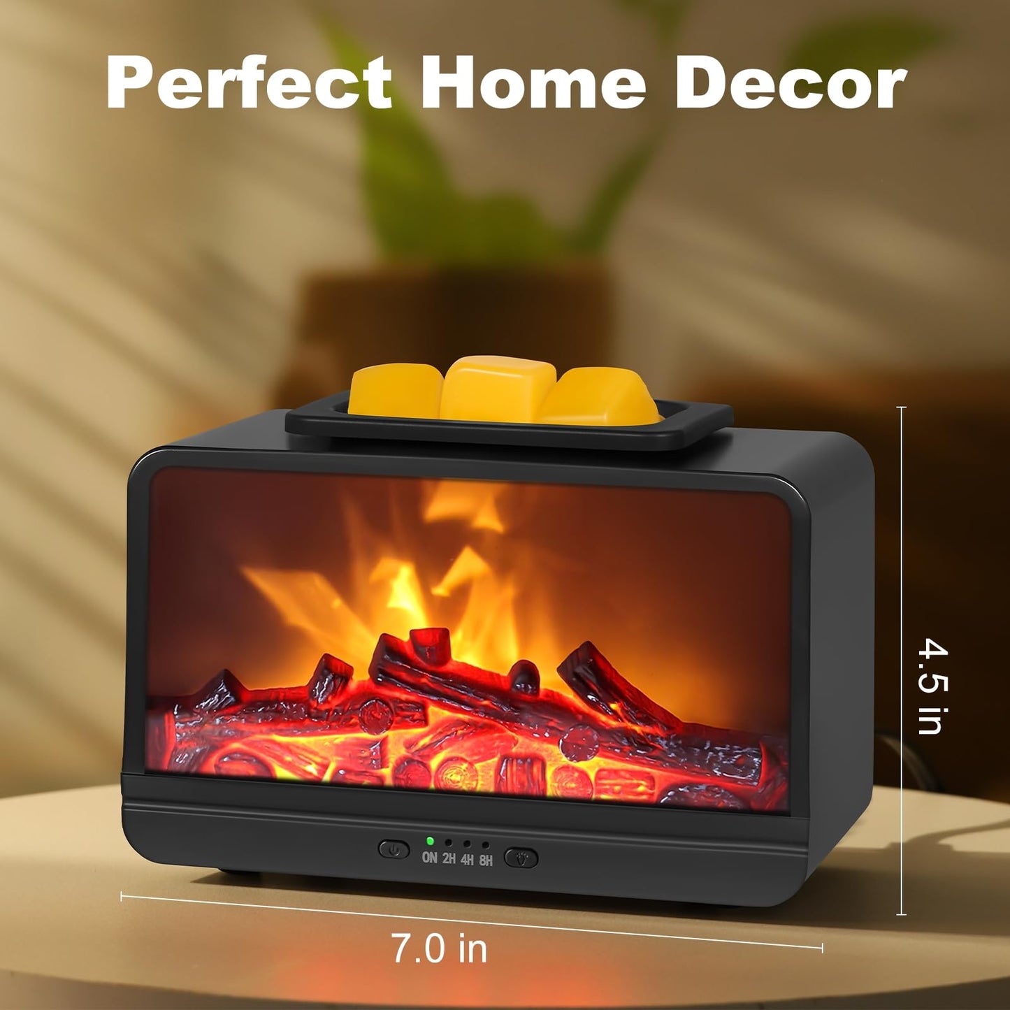 JOYOLO Flame Fireplace Wax Melt Warmer,Scentsy Wax Warmer with Timer, Electric Wax Warmer for Scented Wax with PTC Heating Plate, Wax Burner for Women Gifts & Home Decor(Black)