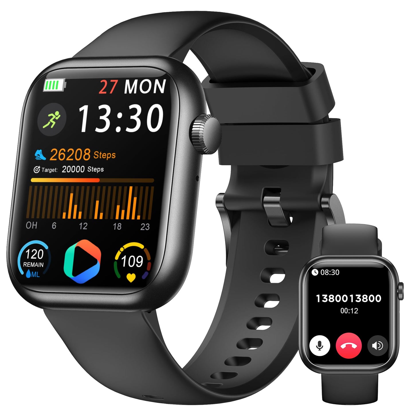 Smart Watch for Men Women, 1.83" Fitness Watch (Answer/Make Call), Smartwatch with Heart Rate/Blood Pressure, Sleep Tracker, Pedometer, 120+ Sport Modes,IP68 Waterproof Fitness Tracker for Android IOS