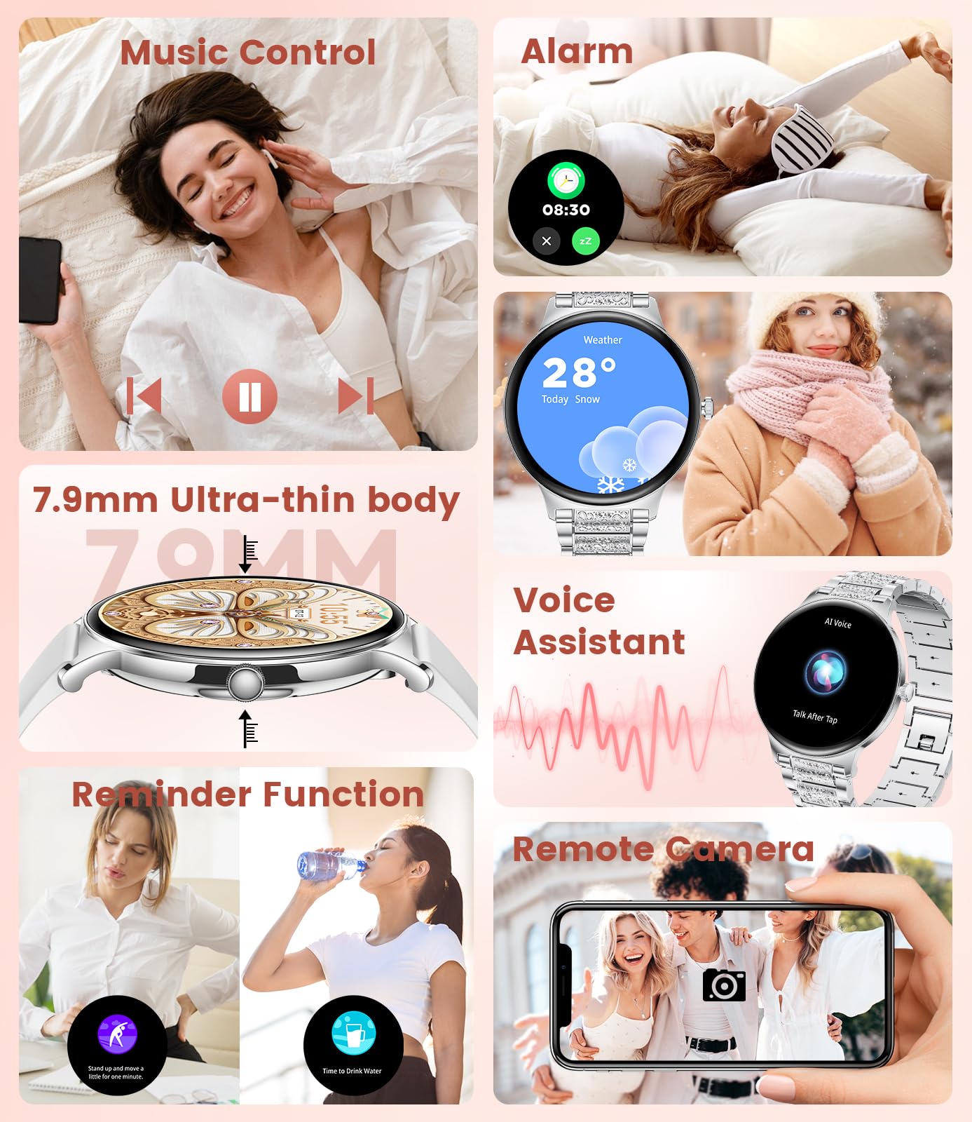 LIGE Smart Watch for Women(2 Bands), 1.43" HD AMOLED Slim Smartwatch for Android iOS,Fitness Tracker with 120+ Sport Modes/IP68 Waterproof/Sleep Monitor,Silver