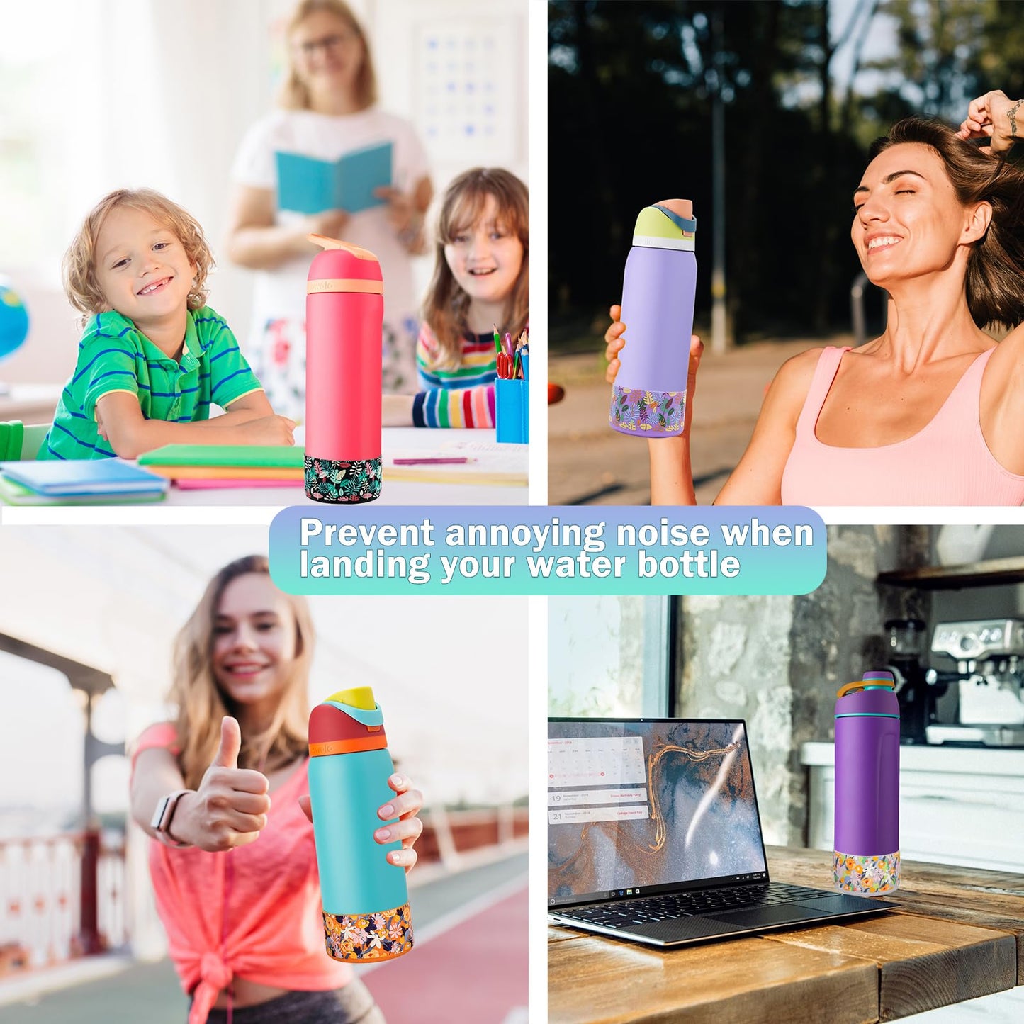 HEYSKAY 2PCS Silicone Boot for Owala Flask Water Bottle 24oz Anti-Slip Protective Sleeve for Owala Twist,FreeSip and Flip Stainless Steel Water Bottle BPA-Free Boot Bottom Base