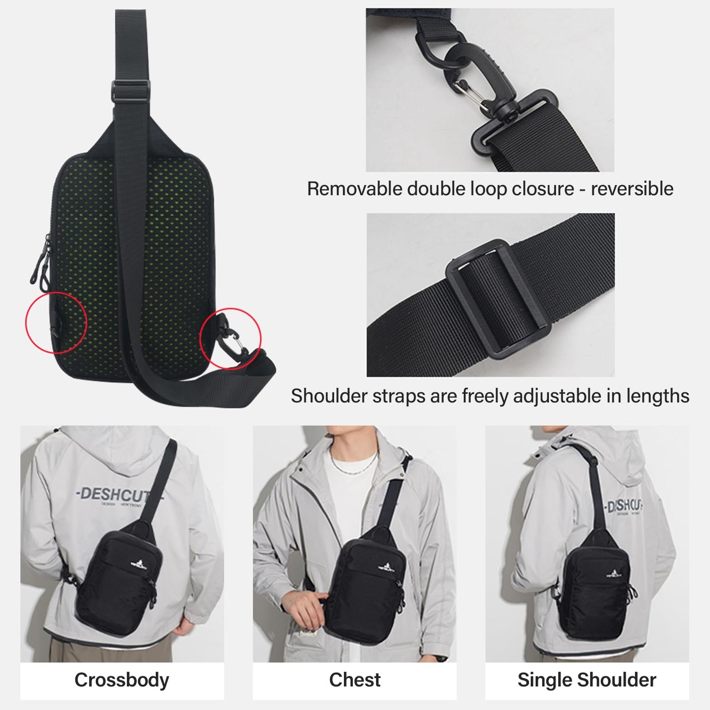 Peicees Mini Sling Bag for Women Men Trendy Casual Phone Chest Bag Waterproof Crossbody Daypack, Turquoise