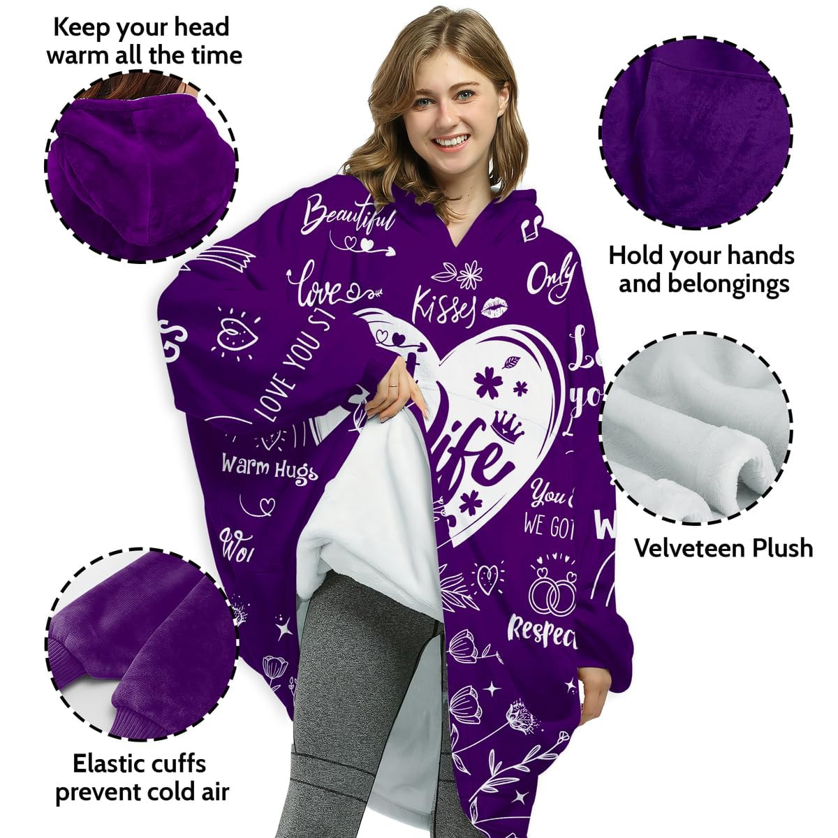 Warmstorey Wearable Blanket Hoodie For Wife Best Wife Ever Hoodie Blanket - Cozy Wearable Hoodies Blanket From Husband Best Wife Ever Gift For Christmas Gift For Wife From Husband Anniversary