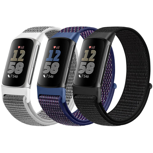 AVOD Sport Loop Nylon Watch Bands Compatible with Fitbit Charge 6/Charge 5 for Women Men, Adjustable Breathable Replacement Soft Nylon Loop Wristband for Fitbit Charge 6/Fitbit Charge 5