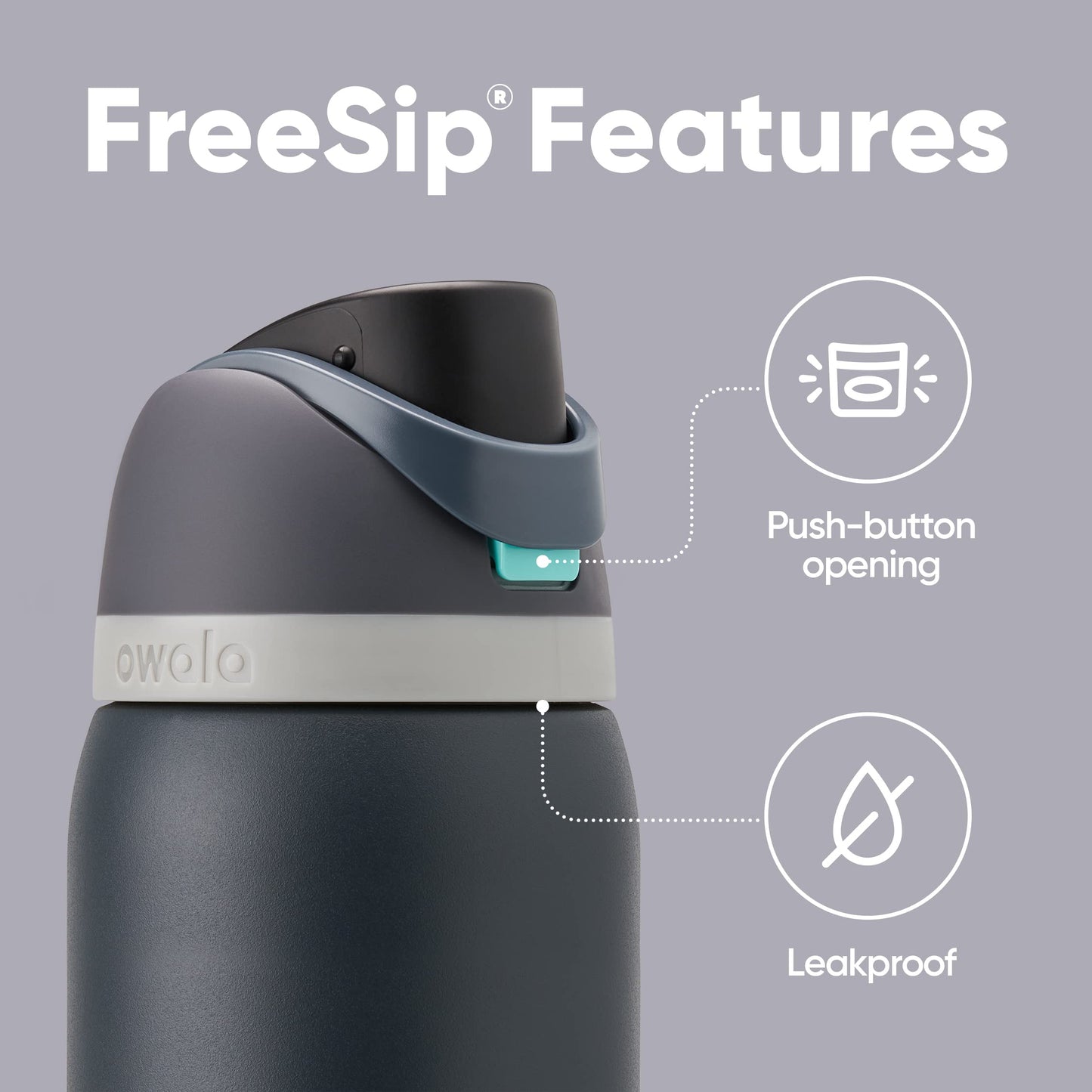 Owala FreeSip Insulated Stainless Steel Water Bottle with Straw for Sports and Travel, BPA-Free, 40oz, Foggy Tide