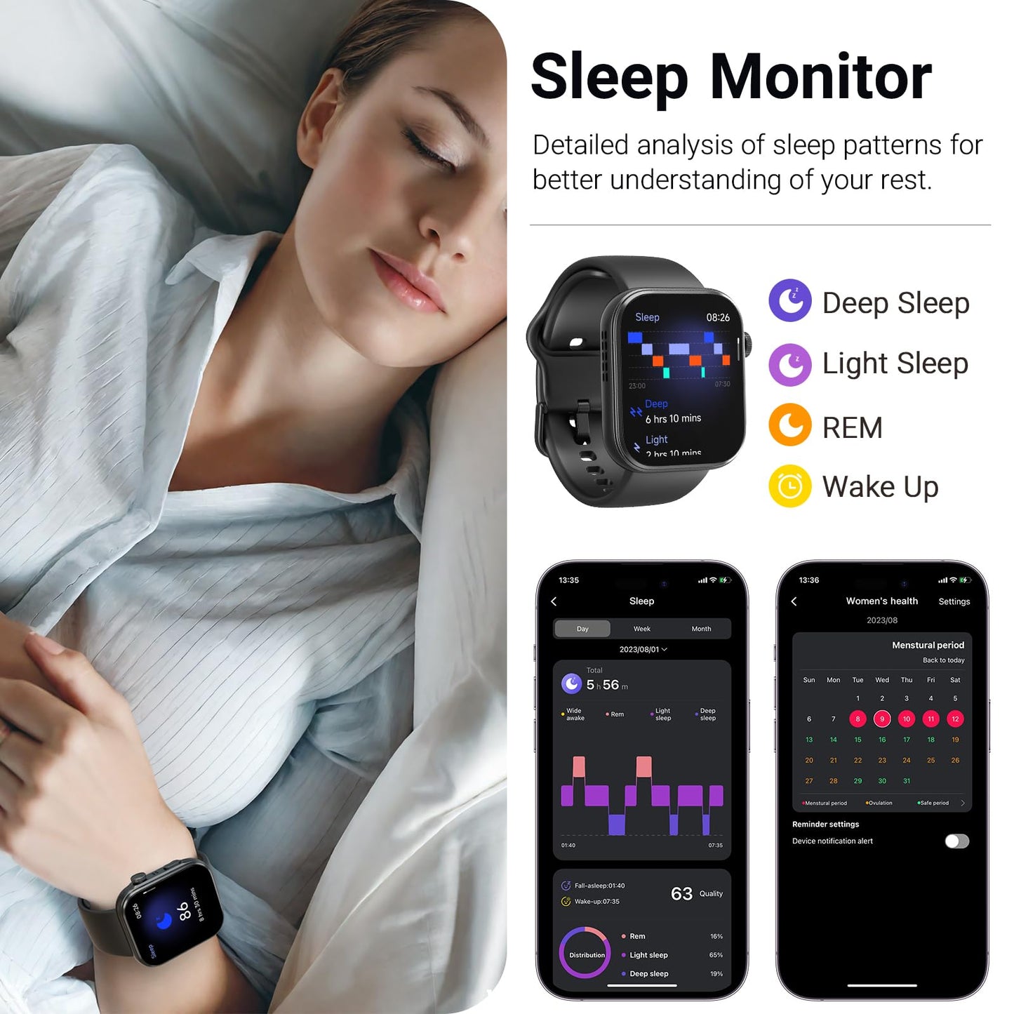 TOZO AMOLED S6 Smart Watch 1.85" Ultra-Clear Screen Dynamic Faces Bluetooth Call,100+ Sports Modes Fitness Activity Tracker with Sleep Monitor IP68 Waterproof Black