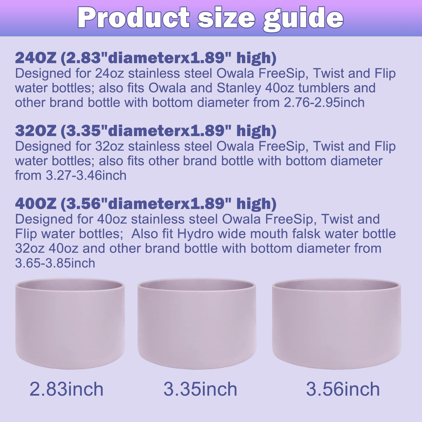 WK IEASON 2Pcs Silicone Water Bottle Boot for Owala 24oz, Protective Flask Bottom Cover Base for Owala FreeSip Twist and Flip Flask Bottles (Cream/mint, 24OZ)