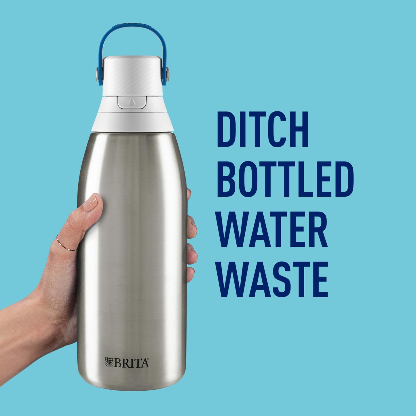 Brita Insulated Filtered Water Bottle with Straw, Reusable, Christmas Gift and Stocking Stuffer For Men and Women, Stainless Steel Metal, 32 Ounce