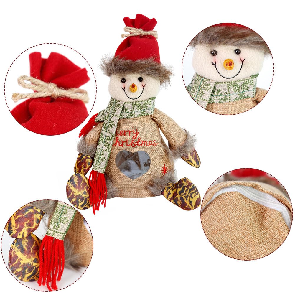 Christmas Gift Bags Zipper Design, Christmas Zipper Gift Bags, Reusable Fabric Gifts Bag for Presents Candy Fruit (6PCS)