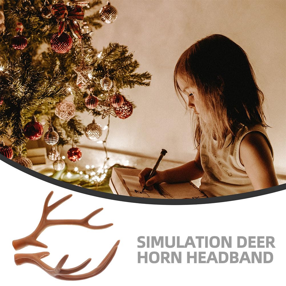 LUOZZY 6 Pairs Christmas Deer Antlers Simulation Animals Horn Brown Reindeer Ear for DIY Crafts Christmas Cosplay Hair Accessories, 17CM