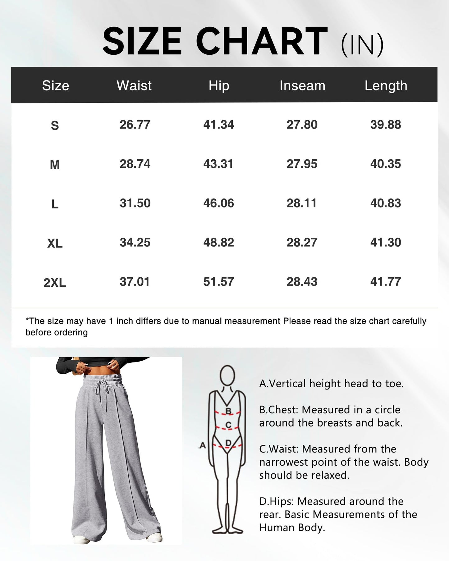 BTFBM Women's Causal Drawstring High Waist Baggy Straight Wide Leg Sweatpants with Pockets(Solid Light Grey,Medium)