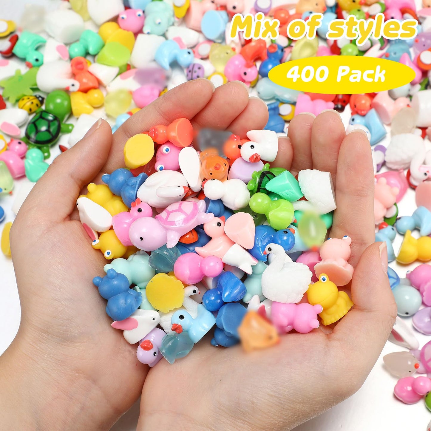 Barydat 400 Pcs Mini Resin Animals Figures Bulk for Pranks Hide Crafts Resin Miniature Toys Garden Accessories Mini Stuff for Party Favors Garden Decoration
