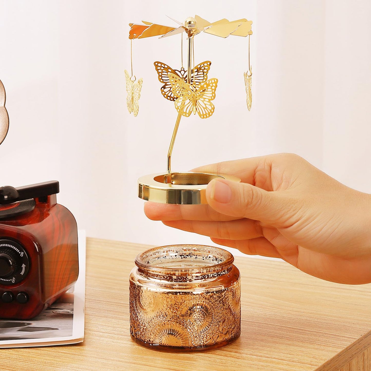 Butterfly Gifts for Women, Birthday Gifts for Mom Daughter Sister Wife, Unique Gift for Friend Women Rotatable Scented Candles Gift for Anniversary Christmas Mothers Day