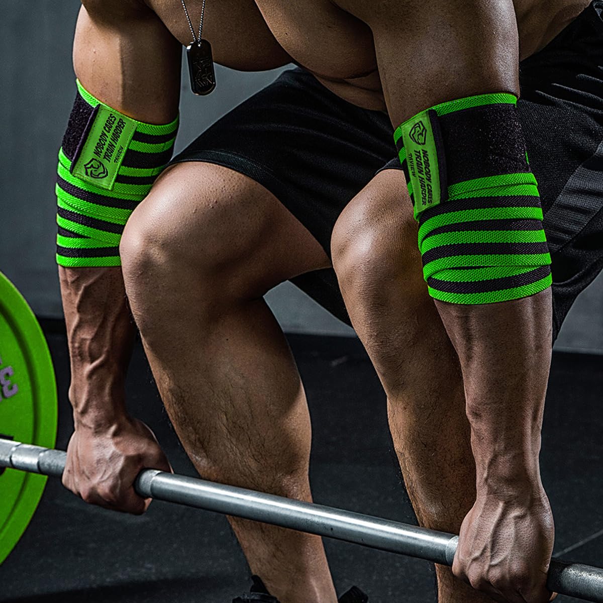 TAVIEW Elbow Wraps for Weightlifting (1 Pair), 47" Elastic Elbow Support & Compression Powerlifting, Fitness, Cross Training & Gym Workout, Elbow Straps Weight Lifting (47" elbow wraps (Green&Black))