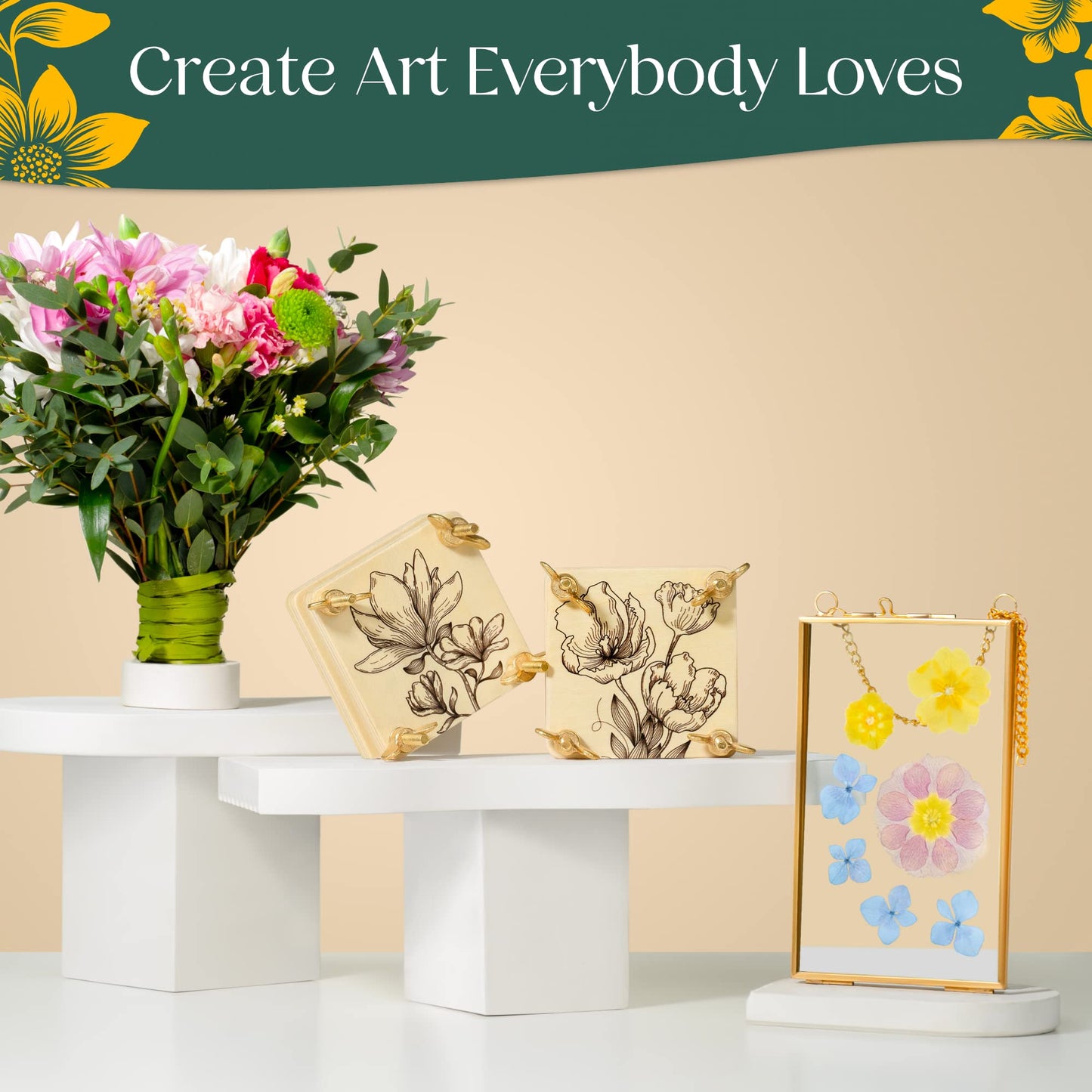 Berstuk Miniature Flower Press Kit for Adults - The Tiny Flower Preservation Kit Includes Two 3" x 3" Presses - Ideal Gift for Arts and Crafts Lovers